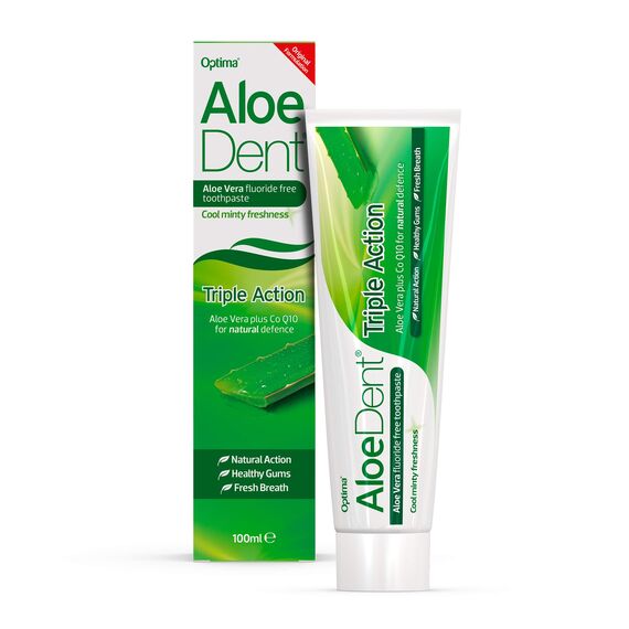 AloeDent Triple Action Aloe Vera Fluoride-frei Zahnpasta, 3er Pack (3 x 100 ml)
