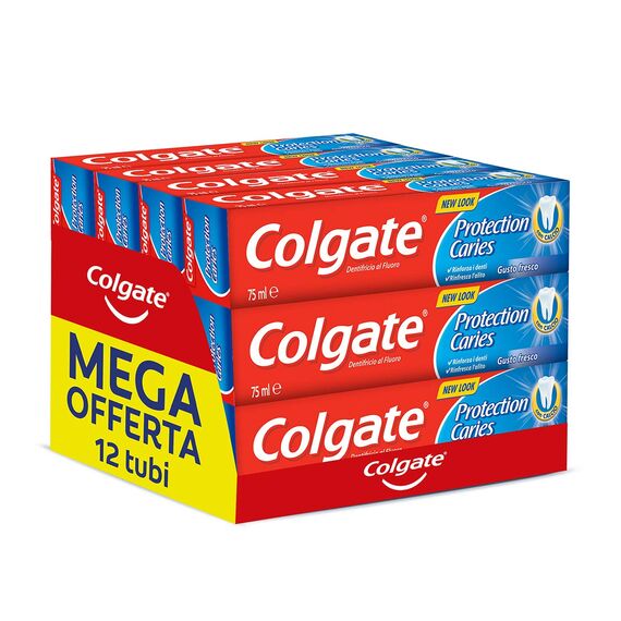 Colgate Zahnpasta Kariesschutz mit Kalzium und aktivem Fluor, 12 Packungen mit 75 ml, stärkt die Zähne, erfrischt den Atem mit dem frischen Geschmack der Minze