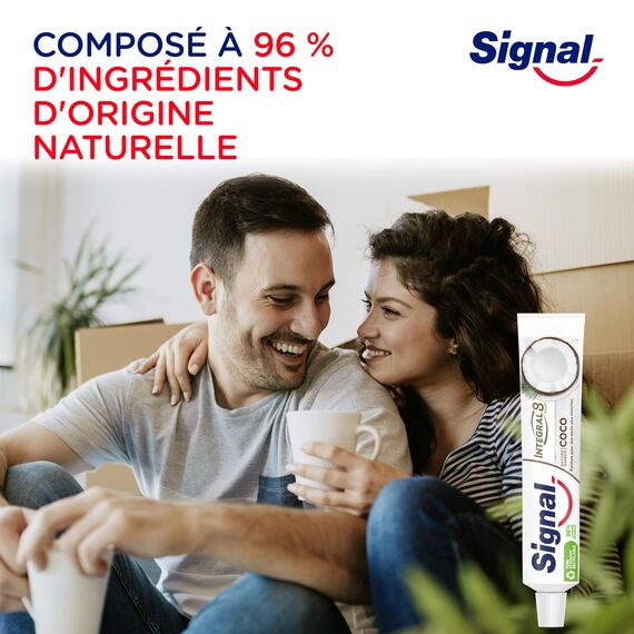 SIGNAL - Integral 8 Nature Elements Coco Zahnpasta – weißere Zähne – Mineralzink – 96% Inhaltsstoffe natürlichen Ursprungs (6 x 75 ml)