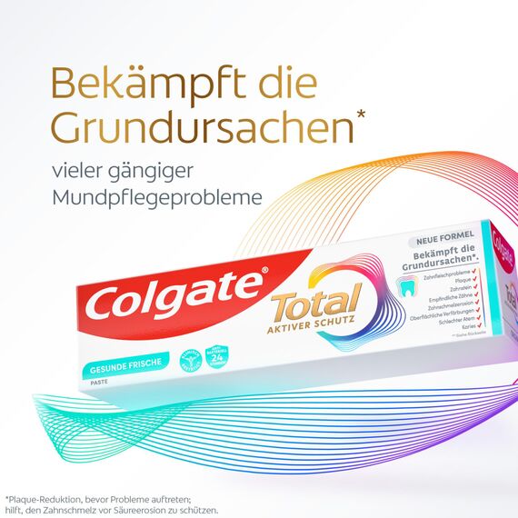 Colgate Zahnpasta Total Plus Gesunde Frische 2x75 ml – Zahnreinigung für einen gesunden Mund und 12 Stunden proaktiven Zahnschutz* – reinigt Zähne, Zahnfleisch, Wangen und Zunge