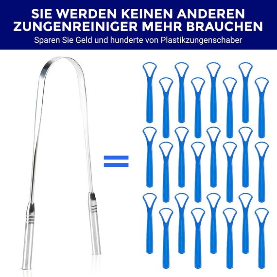 Zungenreiniger Edelstahl | Zungenreiniger | Für einen frischen Atem und eine bessere Mundgesundheit | Zungenschaber Edelstahl | Zungenreiniger für Kinder und Erwachsene | ORAVIX