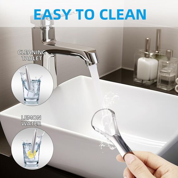 Liatinbo Zungenschaber, Zungenschaber aus Metall für Erwachsene, Edelstahl-Zungenschaber, reduziert Mundgeruch und frischeren Atem (2 Stück, Löffelform)