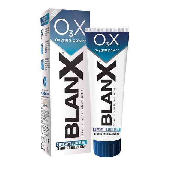 BlanX, Zahnpasta O3X, Zahnpasta, Aufhellung, Politur, natürliche Zahnpasta mit Aktivsauerstoff, natürliche Flechten, 3 Packungen à 75 ml