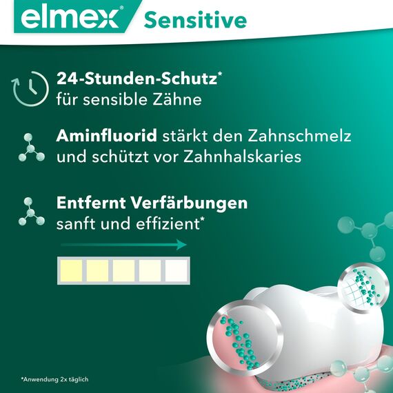 elmex Zahnpasta Sensitive Sanftes Weiss 75ml – klinisch bestätigte Zahnreinigung für empfindliche Zähne – schützt und stellt das natürliche Zahnweiß wieder her