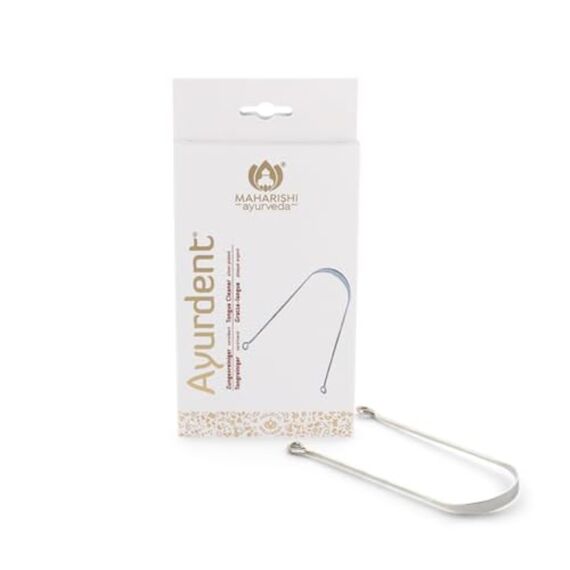 Maharishi Ayurveda Zungenreiniger versilbert | für Erwachsene | Effektive Zungenreinigung | Zungenschaber | effektive Mundhygiene | Hilft bei der Bekämpfung von Mundgeruch | 1er Pack