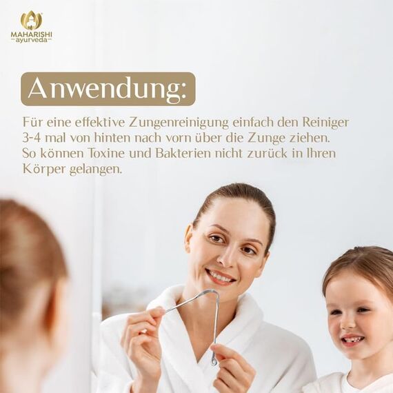 Maharishi Ayurveda Zungenschaber für Erwachsene | Edelstahl Zungenreiniger | Mundgeruch Bekämpfen | 100% für Mundhygiene | 2er Pack