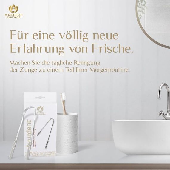 Maharishi Ayurveda Zungenschaber für Erwachsene | Edelstahl Zungenreiniger | Mundgeruch Bekämpfen | 100% für Mundhygiene | 2er Pack