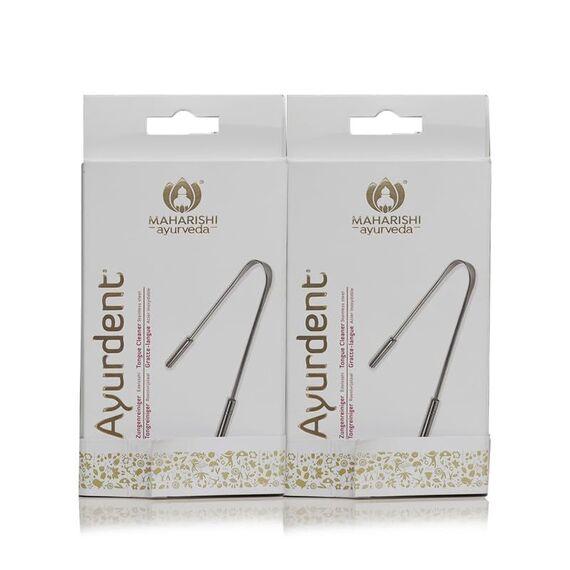 Maharishi Ayurveda Zungenschaber für Erwachsene | Edelstahl Zungenreiniger | Mundgeruch Bekämpfen | 100% für Mundhygiene | 2er Pack