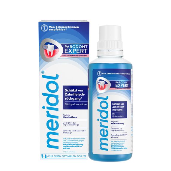 meridol Mundspülung Parodont Expert 400ml - antibakterieller Effekt, hilft die Widerstandskraft des Zahnfleischs gegen die Ursache von Zahnfleischbluten, Parodontitis & Zahnfleischrückgang zu stärken