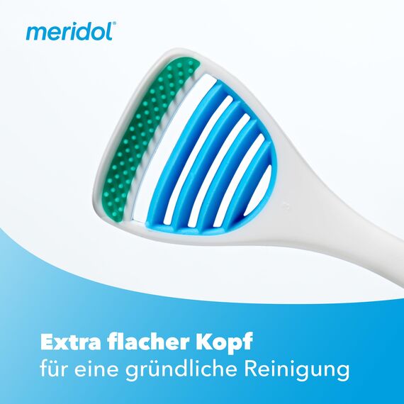 meridol Zungenreiniger SICHERER ATEM, 1 x 1 Stück - Zungenreiniger entfernt bakterielle Zungenbeläge & reinigt die Zunge sanft und effektiv