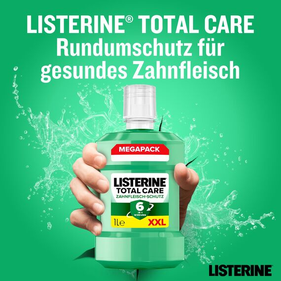 LISTERINE Total Care Zahnfleisch-Schutz 1000 ml, schützende Mundspülung gegen Zahnfleischprobleme mit 6 in 1 Wirkung, antibakterielles Mundwasser stärkt die Zähne, bis zu 24h frischer Atem