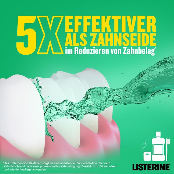 LISTERINE Fresh Mint 1000 ml, antibakterielle Mundspülung mit ätherischen Ölen für einen frischen Atem, Mundwasser reduziert wirksam Zahnbelag und Mundgeruch