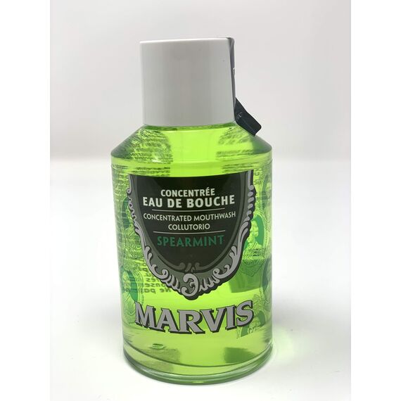 Marvis Spearmint Mundwasser Konzentrat, 120 ml, alkoholfreie Mundspülung fördert einen langanhaltend frischen Atem, gesundes Zahnfleisch und reduziert Zahnbelag (Packung mit 2)