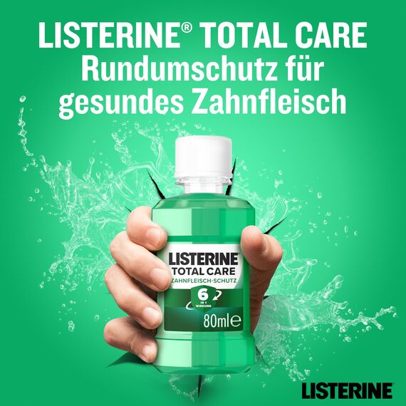 LISTERINE Total Care Zahnfleisch-Schutz (12x80ml), schützende Mundspülung für gesundes Zahnfleisch mit 6 in 1 Wirkung, Rundumschutz für gesundes Zahnfleisch