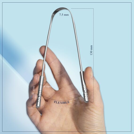 MasterMedi Zungenschaber mit Etui (2er-Pack), Zungenschaber aus 100% Edelstahl gegen Mundgeruch, einfach zu verwendender Zungenschaber für Erwachsene, Zungenreiniger für Mundpflege & Hygiene