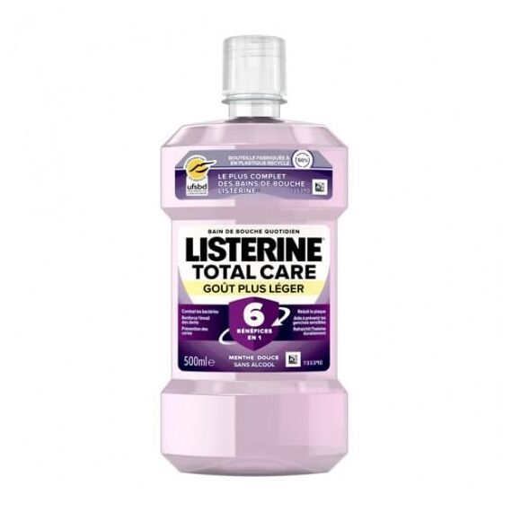 Listerine - Total Care Mundwasser 6 in 1 ohne Alkohol – leichter Geschmack milde Minze – 500 ml