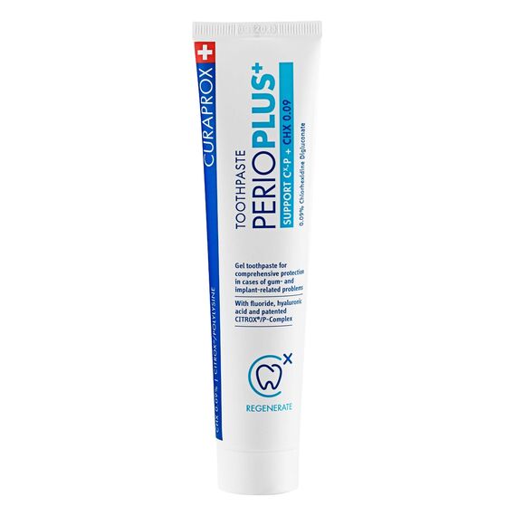 Curaprox Perio plus Support Gel Zahnpasta - Mundpflege bei Zahnfleischproblemen/Unterstützt Plaquekontrolle und Heilung | 75 ml Tube/Designed in der Schweiz