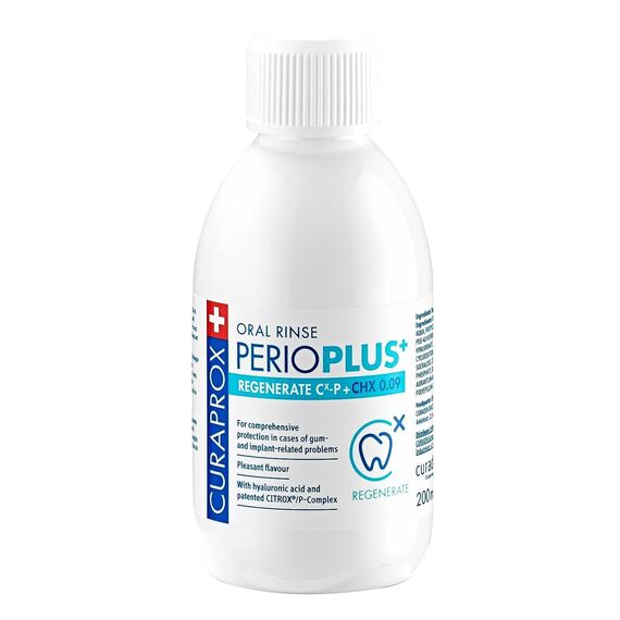 Curaprox Perio plus Regenerate Mundwasser - CHX 0,09% mit CITROX® / P Formel/Unterstützt die Zahnfleischgesundheit und die tägliche Mundpflege | 200ml / Designed in der Schweiz