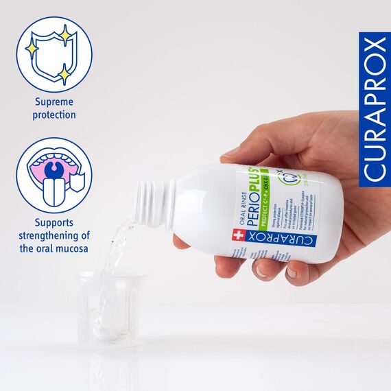 Curaprox Perio plus Protect Mundwasser - Mundpflege bei Zahnfleischproblemen/Unterstützt Plaquekontrolle und Heilung | 200ml Flasche/Designed in der Schweiz