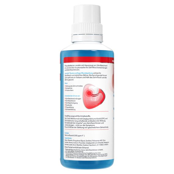 meridol Mundspülung Rundumpflege 400ml - antibakterieller Effekt, schützt Zahnfleisch, stärkt die Zähne und erfrischt den Atem, ohne Alkohol