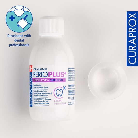 Curaprox Perio Plus Forte Mundspülung – Kurzzeitige Unterstützung Nach Zahnärztlichen Eingriffen | Maximale Stärke Mit CHX Und CITROX® | 200 Ml Flasche