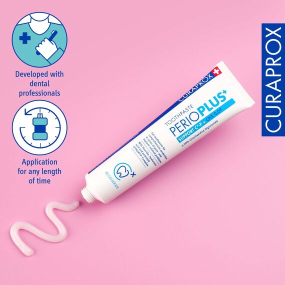 Curaprox Perio plus Support Gel Zahnpasta - Mundpflege bei Zahnfleischproblemen/Unterstützt Plaquekontrolle und Heilung | 75 ml Tube/Designed in der Schweiz