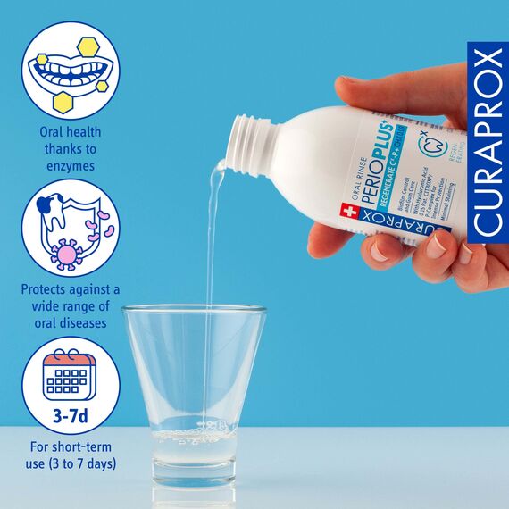 Curaprox Perio plus Regenerate Mundwasser - CHX 0,09% mit CITROX® / P Formel/Unterstützt die Zahnfleischgesundheit und die tägliche Mundpflege | 200ml / Designed in der Schweiz