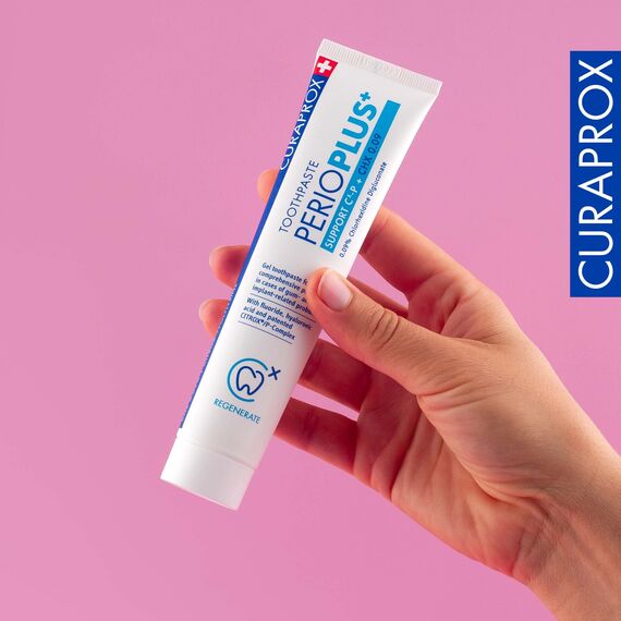 Curaprox Perio plus Support Gel Zahnpasta - Mundpflege bei Zahnfleischproblemen/Unterstützt Plaquekontrolle und Heilung | 75 ml Tube/Designed in der Schweiz