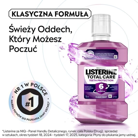 Listerine Total Care 6 in 1 Mouthwash 1000ml - Die antibakterielle Mundspülung mit dem 6 in 1 Schutz , 1 l (1er Pack) , { Verpackung kann variieren }