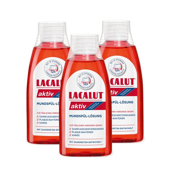 LACALUT aktiv Mundspül-Lösung 3er-Pack (3x300ml) – Medizinisches Mundwasser - Schützt das Zahnfleisch, erfrischt den Atem
