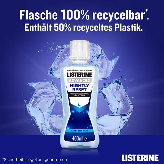 Listerine Advanced Nightly Reset Mild Flavour (400ml) Mouthwash to Reminalize Enamel, Combats Traces of the Day Overnight and Cleans Deeply