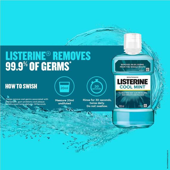 Listerine Cool mint Mundspülung 500ml, 6er Vorteilspack (6x 500ml)