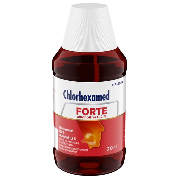 Chlorhexamed FORTE alkoholfrei 0,2%, mit Chlorhexidin, 300 ml, antiseptische Mundspüllösung bei bakteriell bedingter Zahnfleischentzündung, Mundspülung, Mundwasser antibakteriell