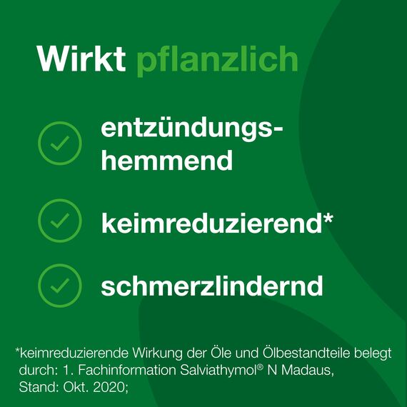 Salviathymol N MADAUS: Mundspülung bei Entzündung von Zahnfleisch und Mundschleimhaut mit sieben ätherischen Ölen, 20 ml
