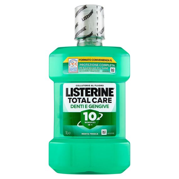 LISTERINE Mundwasser zur Abwehr von Zähnen und Zahnfleisch, mit frischem Minzgeschmack, entzündetes Zahnfleisch-Mundwasser für starke Zähne, mit Fluorid, Mundhygiene für gesundes Zahnfleisch, 1 l