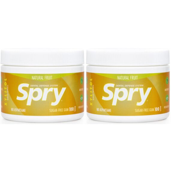 Spry Fresh Natürliches Xylit Kaugummi – Zahnpflege-Kaugummi ohne Aspartam, Zuckerfrei, Glutenfrei, Non-GMO (Fresh Fruit, 100 Count - Pack of 2)