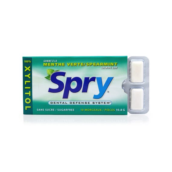 Spry Fresh Natürliches Xylit Kaugummi – Zahnpflege-Kaugummi ohne Aspartam, Zuckerfrei, Glutenfrei, Non-GMO (Spearmint, 10 Count Blister Cards - Pack of 20)