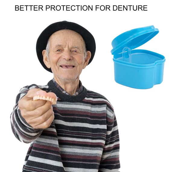 Prothese Box Zahnprothese Box Retainer Container Aufbewahrungsbox mit Hängender Sieb für Falsche Zähne Lagerung Reinigung