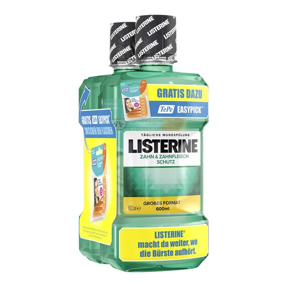 LISTERINE Zahn- und Zahnfleischschutz( Duo 2 x 600 ml), Antibakterielle Mundspülung, Für gesunde Zähne und gesundes Zahnfleisch