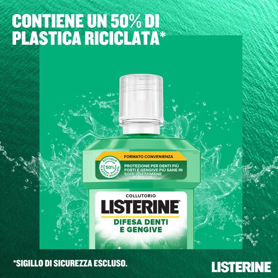 LISTERINE Mundwasser zur Abwehr von Zähnen und Zahnfleisch, mit frischem Minzgeschmack, entzündetes Zahnfleisch-Mundwasser für starke Zähne, mit Fluorid, Mundhygiene für gesundes Zahnfleisch, 1 l