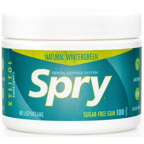 Spry Fresh Natürliches Xylit Kaugummi – Zahnpflege-Kaugummi ohne Aspartam, Zuckerfrei, Glutenfrei, Non-GMO (Wintergreen, 100 Count - Pack of 1)