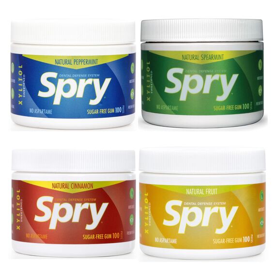 Spry Fresh Natürliches Xylit Kaugummi – Zahnpflege-Kaugummi ohne Aspartam, Zuckerfrei, Glutenfrei, Non-GMO (Variety Pack, 100 Count - Pack of 4)