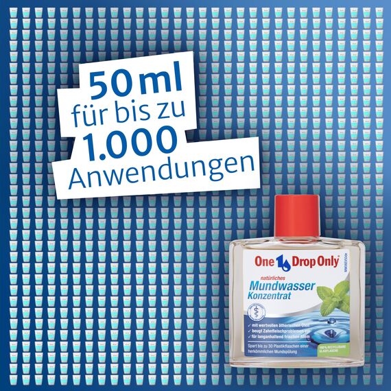One Drop Only® - 5er Pack je 50ml Mundwasser Konzentrat + 20 Dental Picks GRATIS/ergiebiges Mundwasser zur täglichen Anwendung/für bis zu 1000 Anwendungen bei 1 Tropfen/Mundgeruch bekämpfen