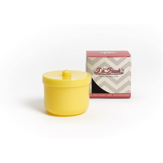 Dr. Bauer´s Reinigungsbad-Dose mit Klarspüleinsatz | Prothesendose | Gebissdose | Prothesendose mit Einsatz | Zahnspangendose (orange)