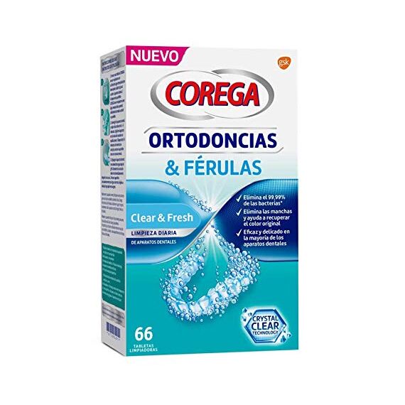COREGA Zahnreiniger 66 Tabletten Minze für Kieferorthopädie & Zahnschienen