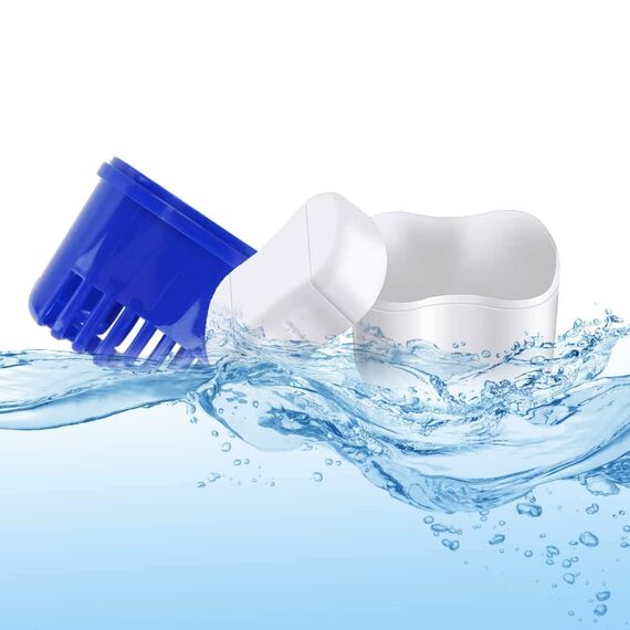 2 Dentures Case, Prothesendose, 4 pcs Prothesenbürste Set, Zahnprothesen behälter, Prothesenpflegeset, Prosthesis Tooth Dental False Teeth Storage Box, Prothesenkoffer mit Prothesenreinigungsbürste