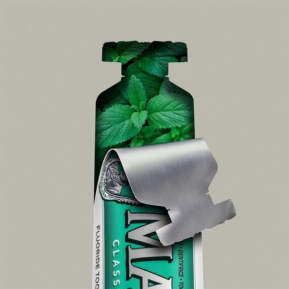 Marvis Classic Strong Mint Zahnpasta, 85 ml, Zahnpasta mit Geschmacks-Erlebnis-Garantie für belebende und langanhaltende Frische