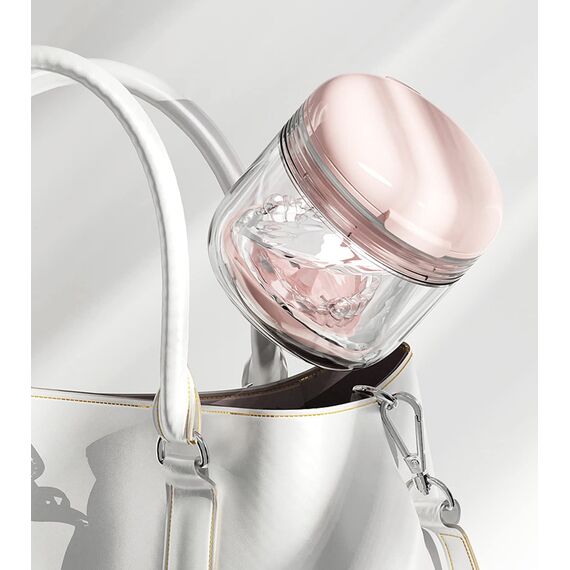 MURRI&MURRDI Tragbare Zahnprothese Box, Badebox für Prothesen mit Sieb, Zahnprothesen Behälter Box mit Spiegel, Falsche Zähne Dose Reinigung & Aufbewahrung (Rosa)