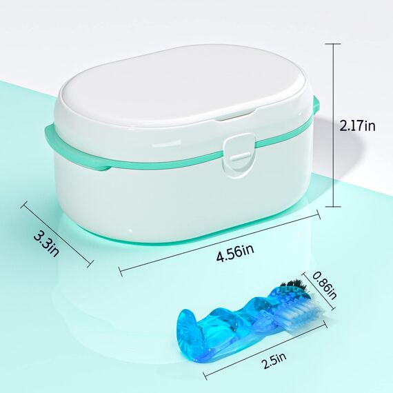 Zahnersatz und Zahnersatz Bürste Zahnersatz und Halter Set, Zahnersatz mit Spiegel (Weiß)