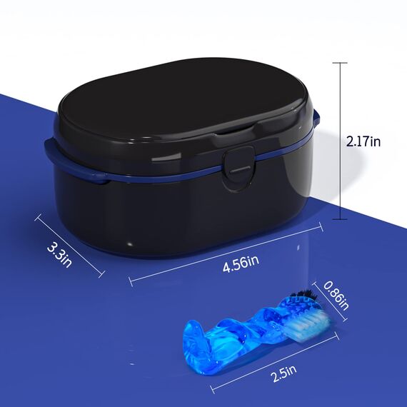 Zahnersatz und Zahnersatz Bürste Zahnersatz und Halter Set, Zahnersatz mit Spiegel (Schwarz)